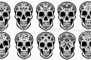 American traditional skulls outline/white background tattoo idea