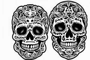 American traditional skulls outline/white background tattoo idea