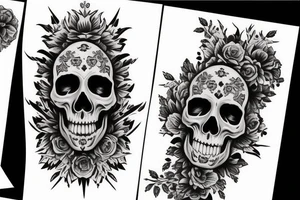American traditional skulls outline/white background tattoo idea