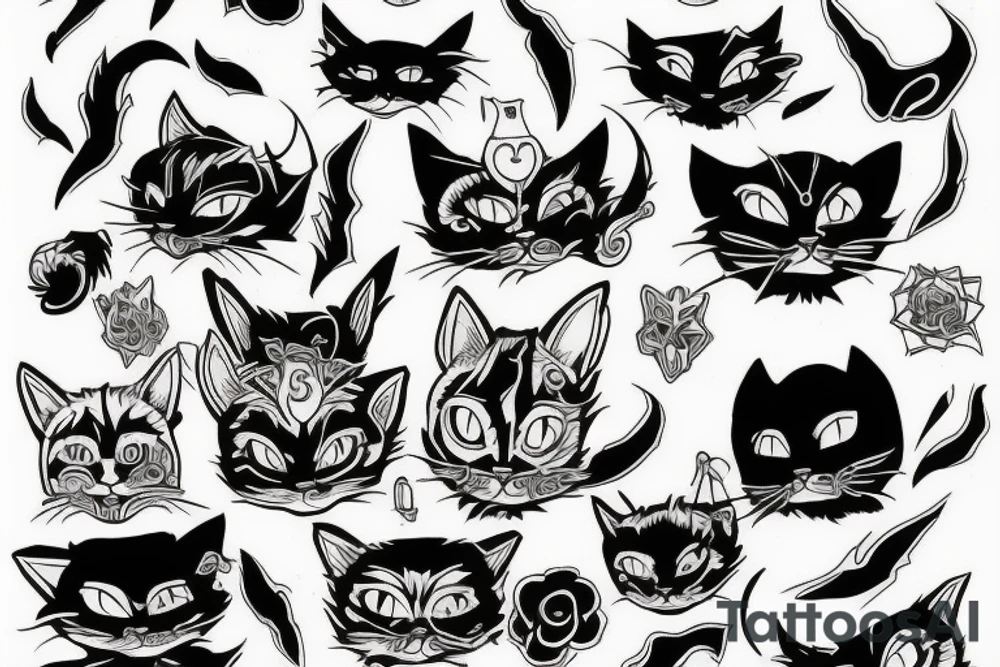 evil cats tattoo idea