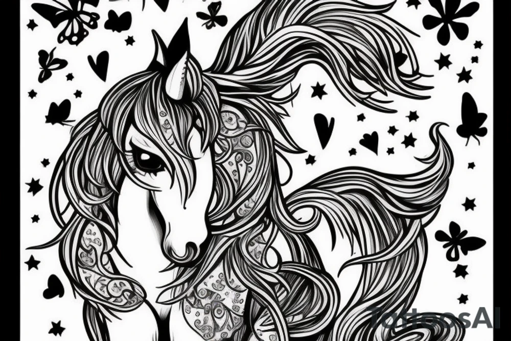 unicorn with the name aubree tattoo idea