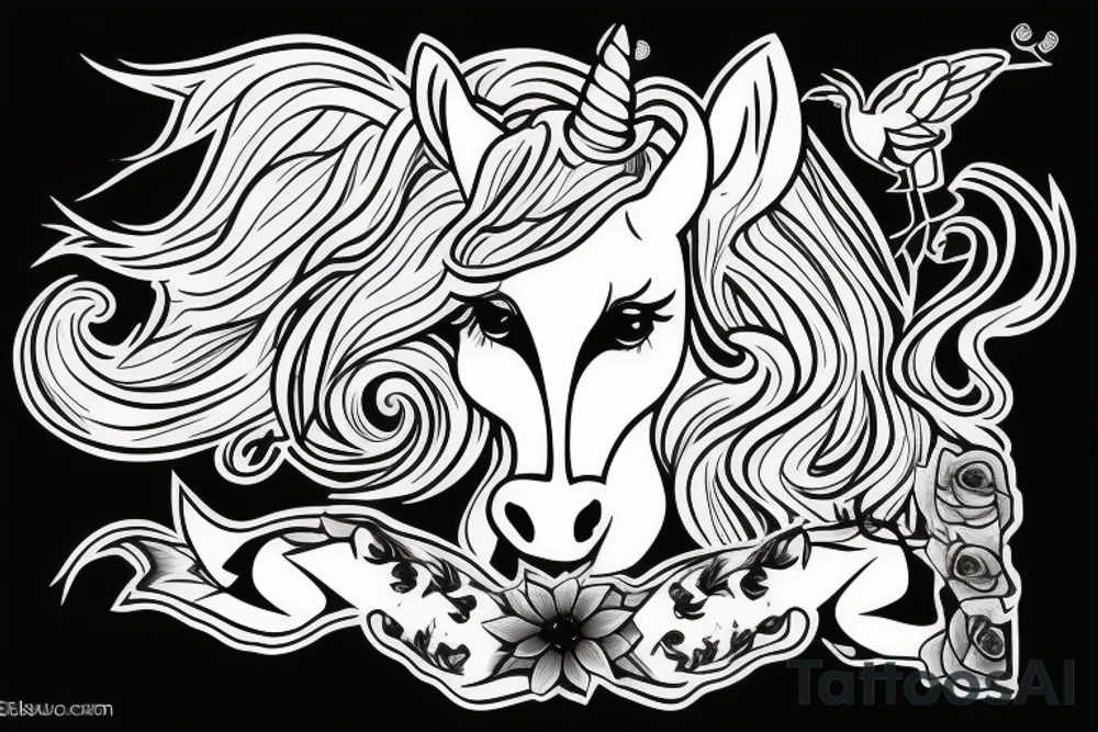 unicorn with the name aubree tattoo idea