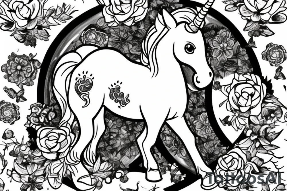 unicorn with the name aubree tattoo idea