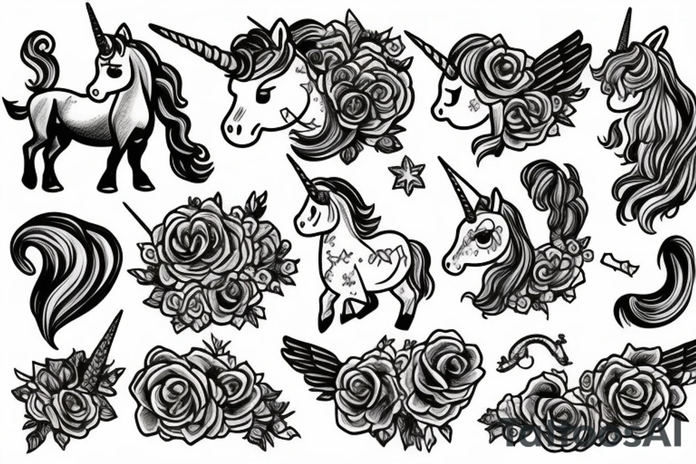 unicorn with the name aubree tattoo idea