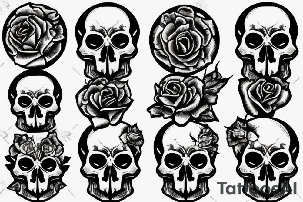 rose skull clock money tattoo idea