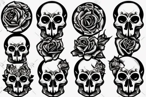 rose skull clock money tattoo idea