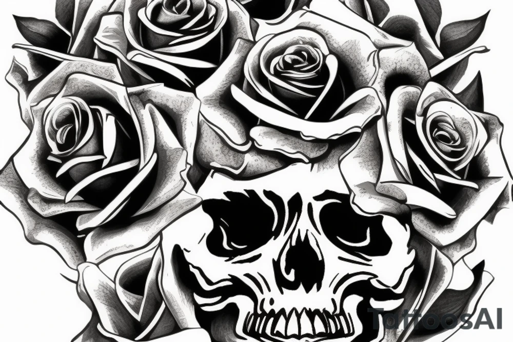 rose skull clock money tattoo idea