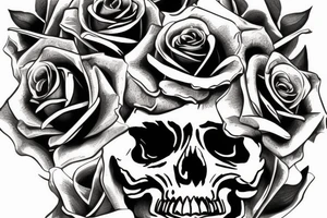 rose skull clock money tattoo idea