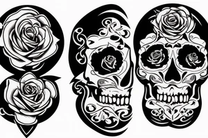 rose skull clock money tattoo idea