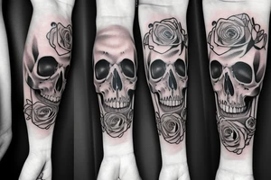 rose skull clock money tattoo idea