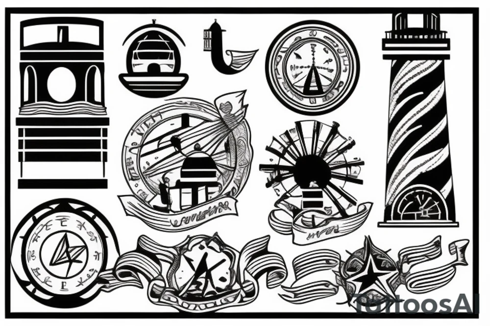 lighthouse outline tattoo idea