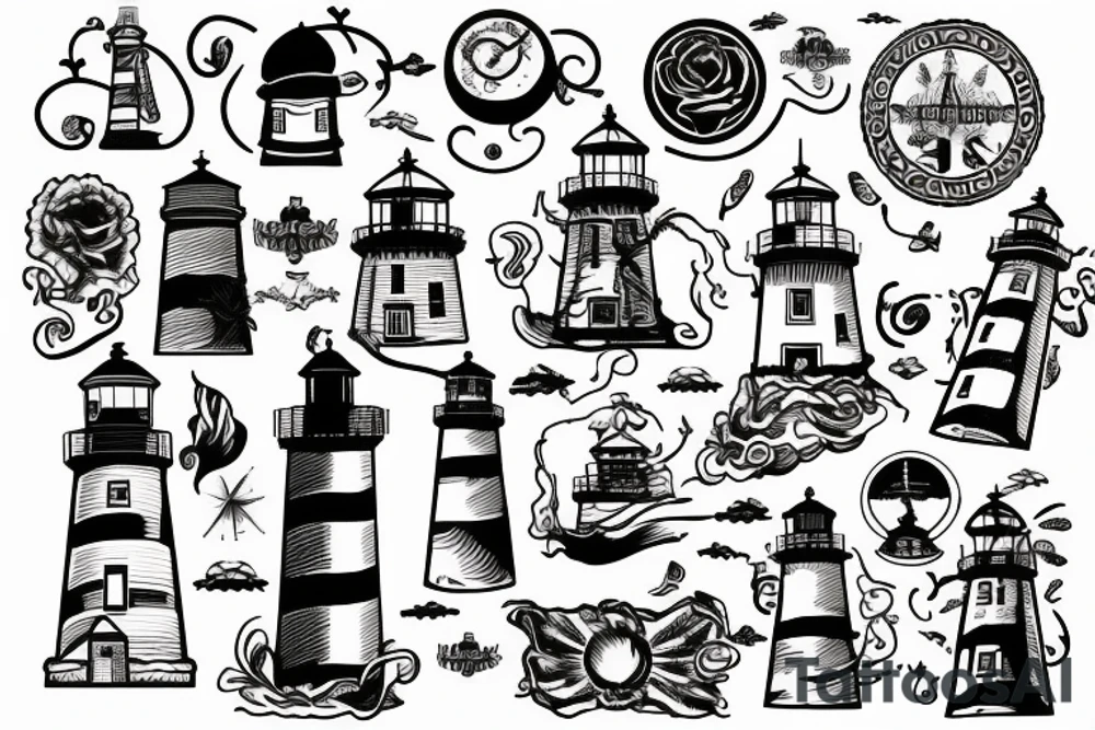 lighthouse outline tattoo idea
