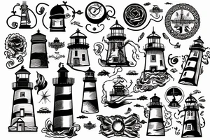 lighthouse outline tattoo idea