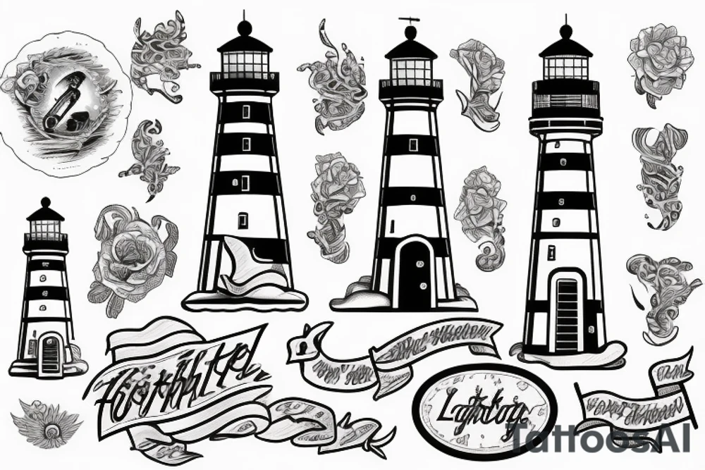 lighthouse outline tattoo idea