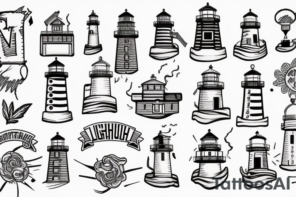 lighthouse outline tattoo idea