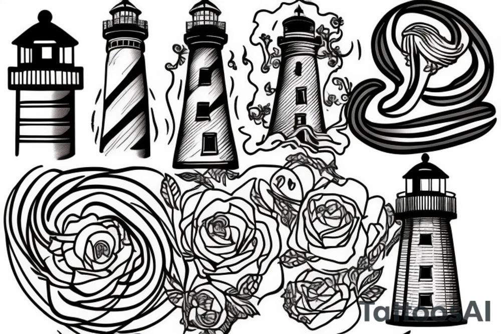 lighthouse outline tattoo idea