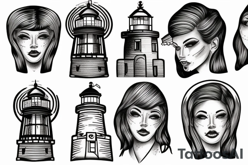 lighthouse outline tattoo idea
