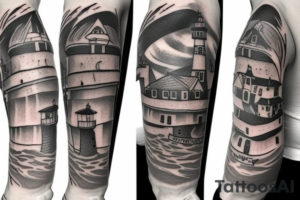 lighthouse outline tattoo idea