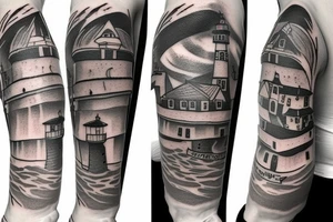 lighthouse outline tattoo idea