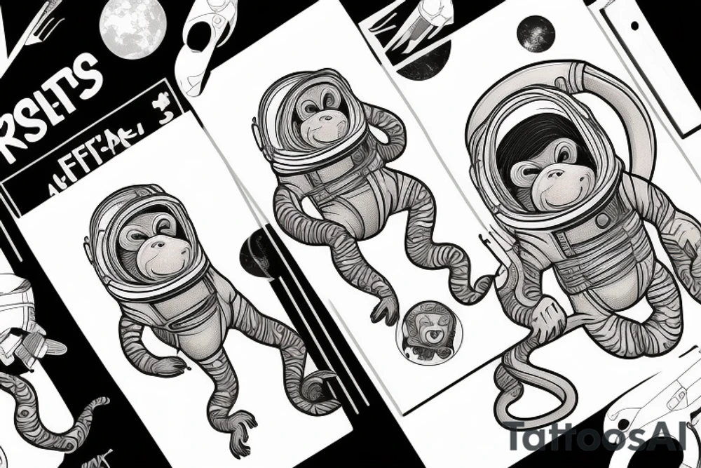 monkey astronaut tattoo idea