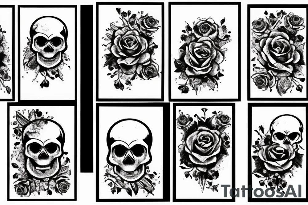 roses/skulls/smoke swirls tattoo idea