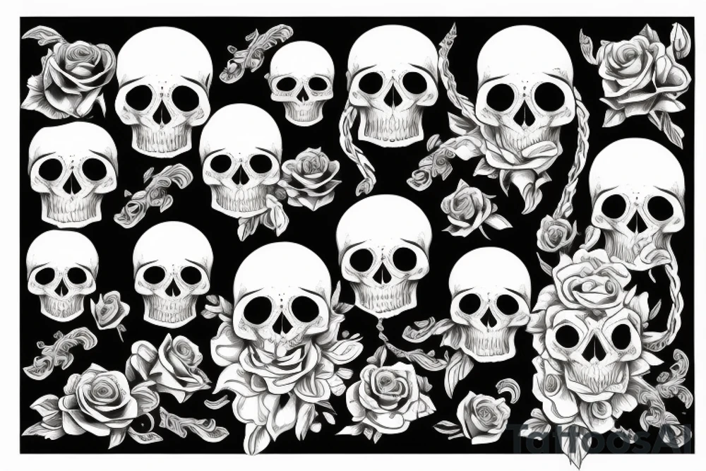 roses/skulls/smoke swirls tattoo idea
