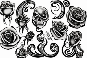 roses/skulls/smoke swirls tattoo idea