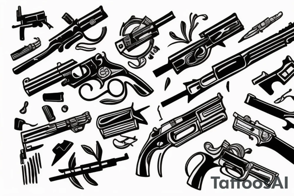 woman holding gun tattoo idea