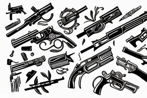 woman holding gun tattoo idea