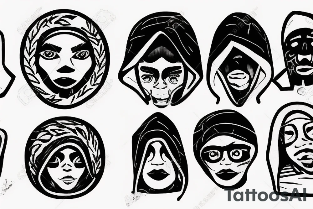 black guy wearing white hood tattoo idea