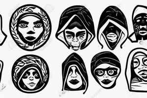 black guy wearing white hood tattoo idea