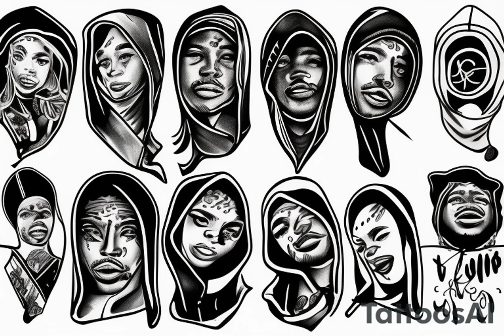 black guy wearing white hood tattoo idea
