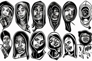 black guy wearing white hood tattoo idea