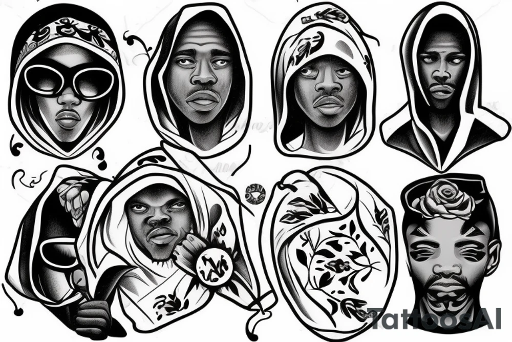 black guy wearing white hood tattoo idea