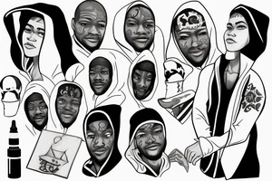 black guy wearing white hood and robe tattoo idea