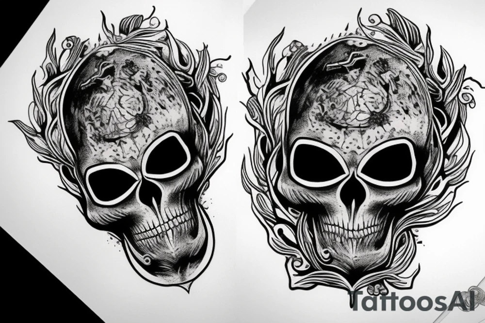 An alien skull tattoo idea