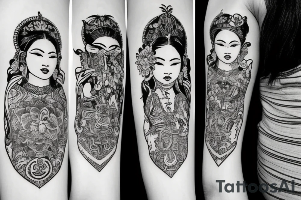 Filipino goddess with background tattoo idea