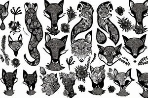 Flowers with a fox head in it tattoo idea