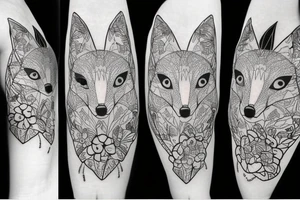 Flowers with a fox head in it tattoo idea