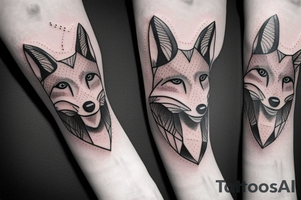 Flowers with a fox head in it tattoo idea