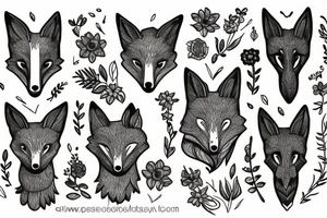 Flowers with a fox head in it tattoo idea