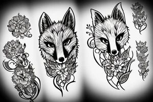 Flowers with a fox head in it tattoo idea