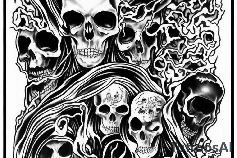 Grim Reaper with 7 souls tattoo idea