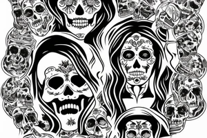 Santa Muerte with 7 bodies tattoo idea