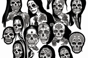 Santa Muerte with 7 bodies tattoo idea