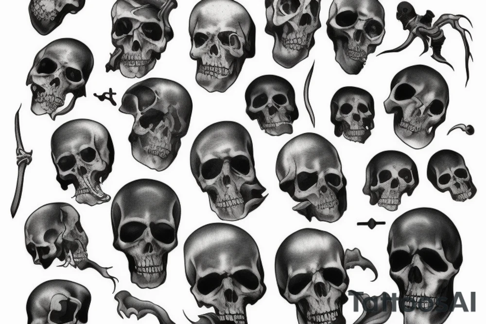 Grim Reaper with 7 dead bodies tattoo idea