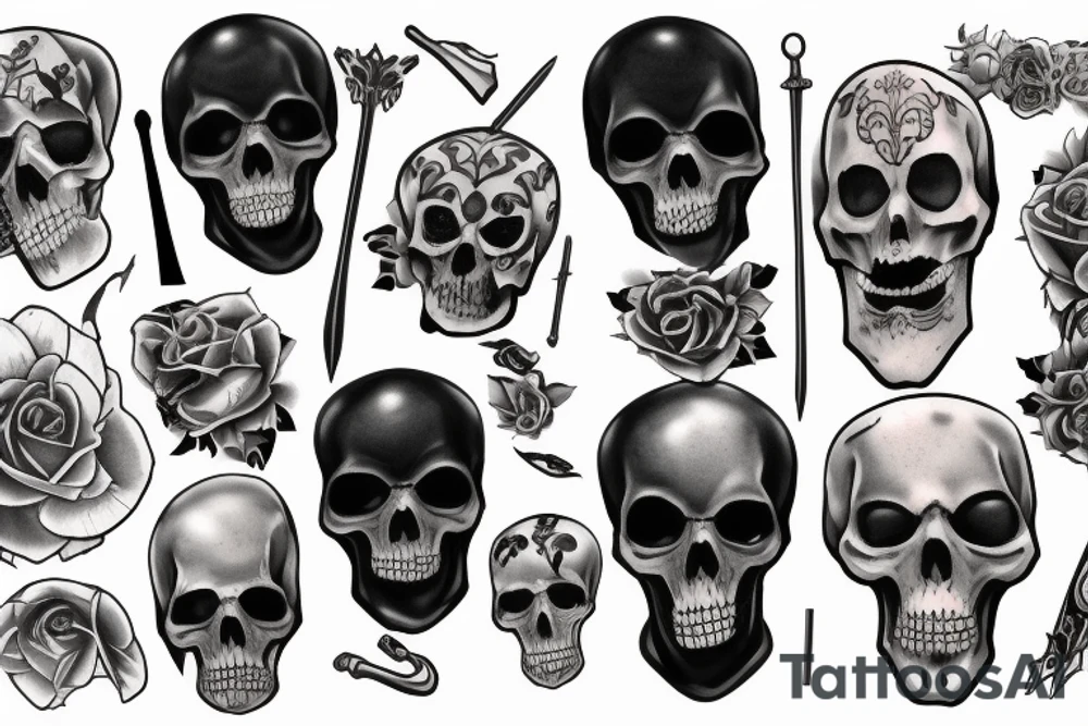 Grim Reaper with 7 dead bodies tattoo idea