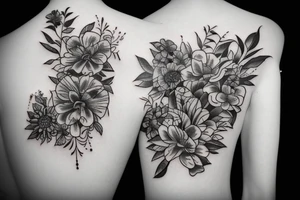 Flowers and birds tattoo idea
