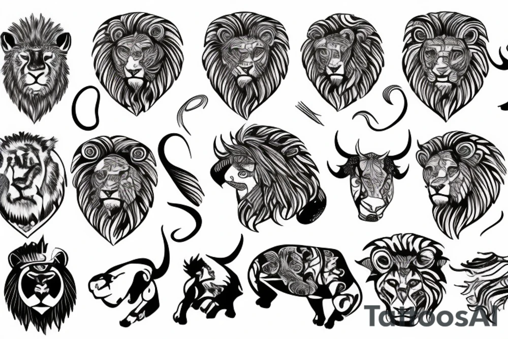 Bull and lion tattoo idea