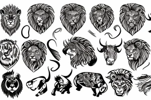 Bull and lion tattoo idea